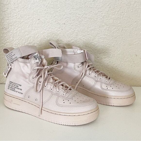 Nike Air Force AF1 pale pink hightop military sneaker shoes size 4.5Y - Picture 3 of 17